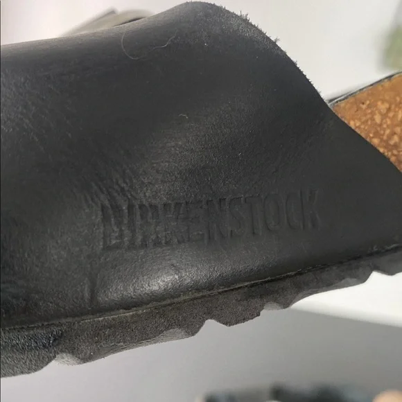 Birkenstock Black Leather Buckle Slide Sandals Sz 39 Narrow - Picture 7 of 11